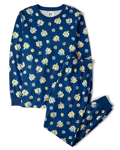 Adult Matching Family Glow Hanukkah Cotton Pajamas