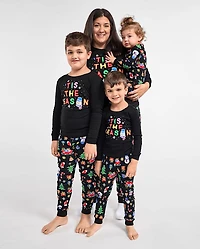 Kids Matching Family Glow Tis The Season Snug Fit Cotton Pajamas