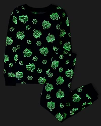 Kids Matching Family Glow Hanukkah Snug Fit Cotton Pajamas