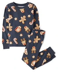 Kids Matching Family Gingerbread Snug Fit Cotton Pajamas