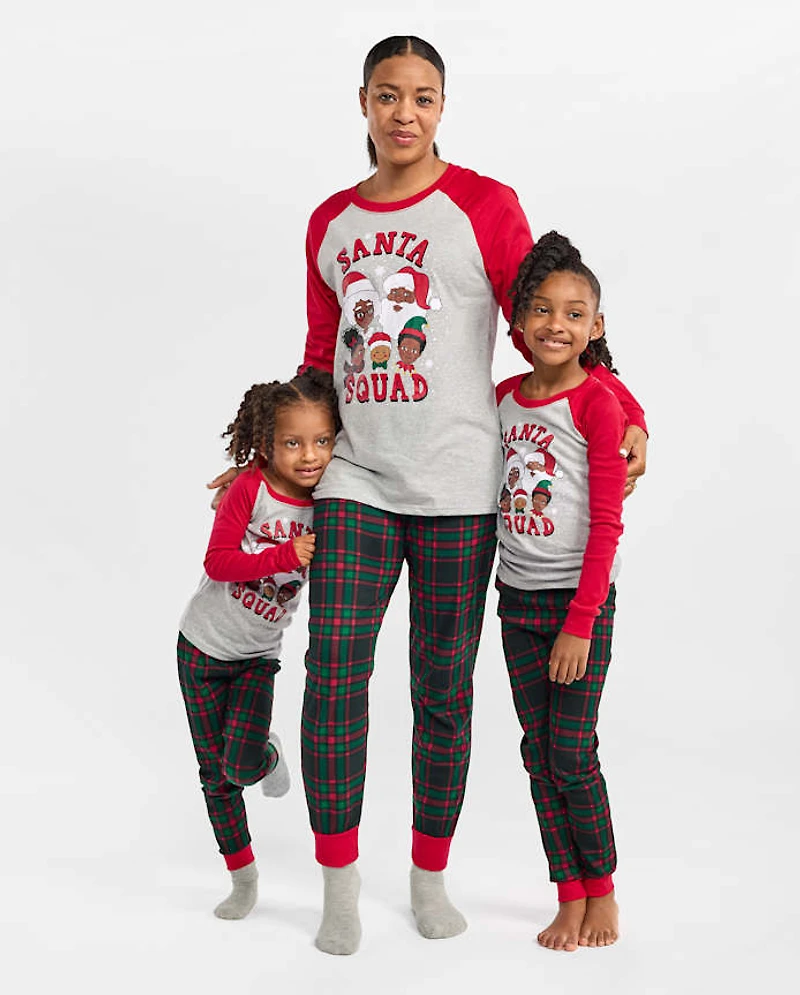 Kids Matching Family Santa Squad Snug Fit Cotton Pajamas