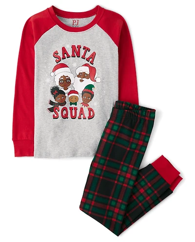 Kids Matching Family Santa Squad Snug Fit Cotton Pajamas