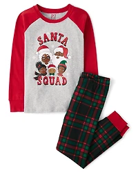 Kids Matching Family Santa Squad Snug Fit Cotton Pajamas
