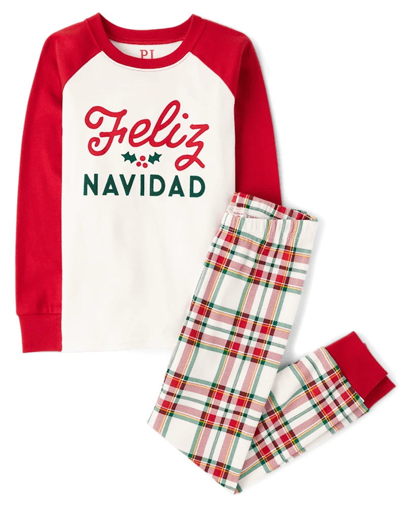 Kids Matching Family Feliz Navidad Snug Fit Cotton Pajamas