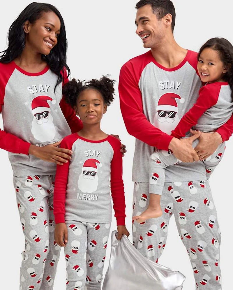 Kids Matching Family Glow Stay Merry Snug Fit Cotton Pajamas
