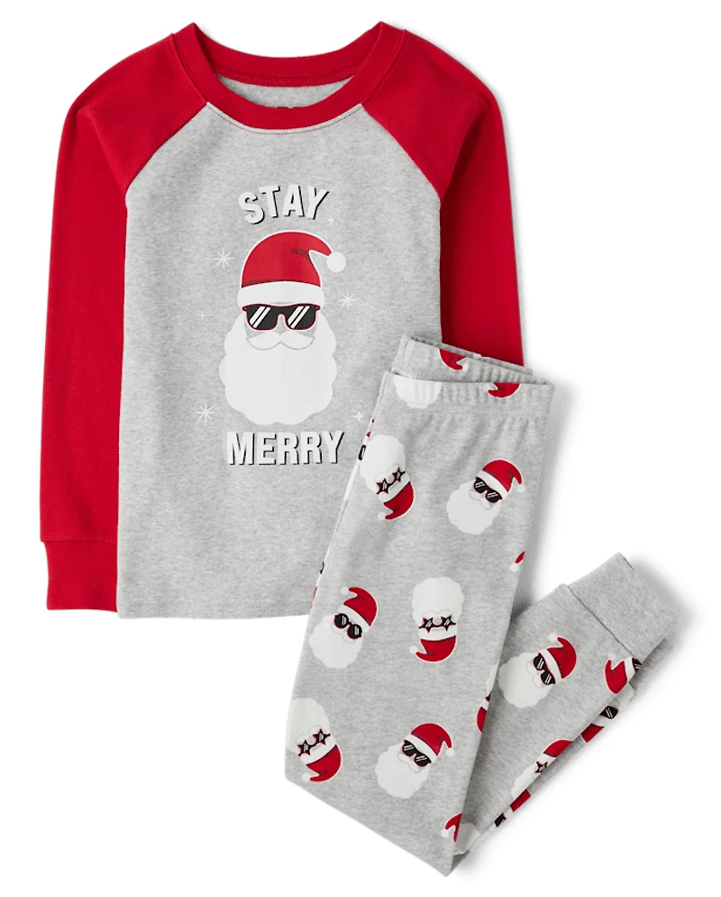Kids Matching Family Glow Stay Merry Snug Fit Cotton Pajamas