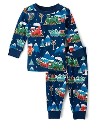 Baby And Toddler Glow Holiday Train Snug Fit Cotton Pajamas