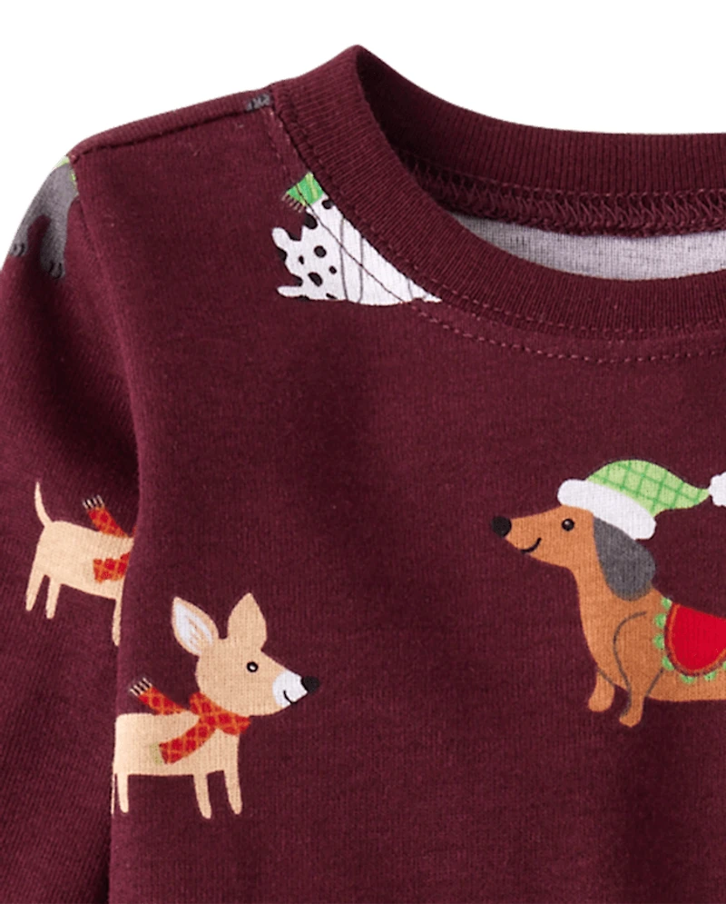 Baby And Toddler Matching Family Holiday Dog Snug Fit Cotton Pajamas