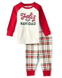 Baby And Toddler Matching Family Feliz Navidad Snug Fit Cotton Pajamas