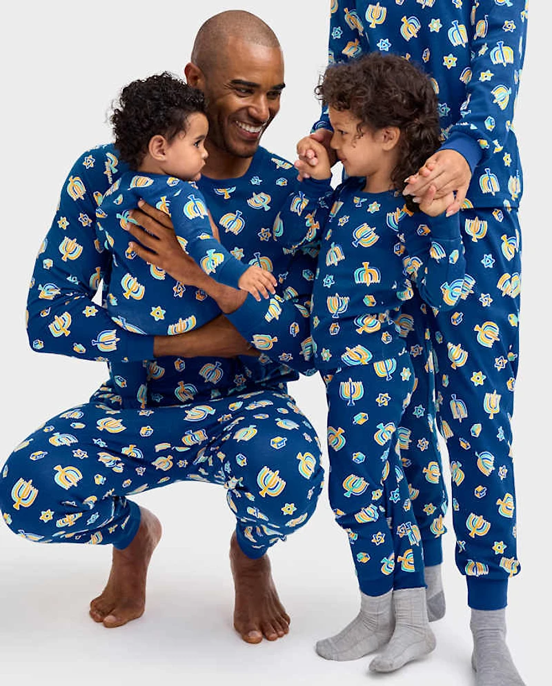 Baby And Toddler Matching Family Hanukkah Snug Fit Cotton Footed One Piece Pajamas