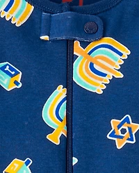 Baby And Toddler Matching Family Hanukkah Snug Fit Cotton Footed One Piece Pajamas