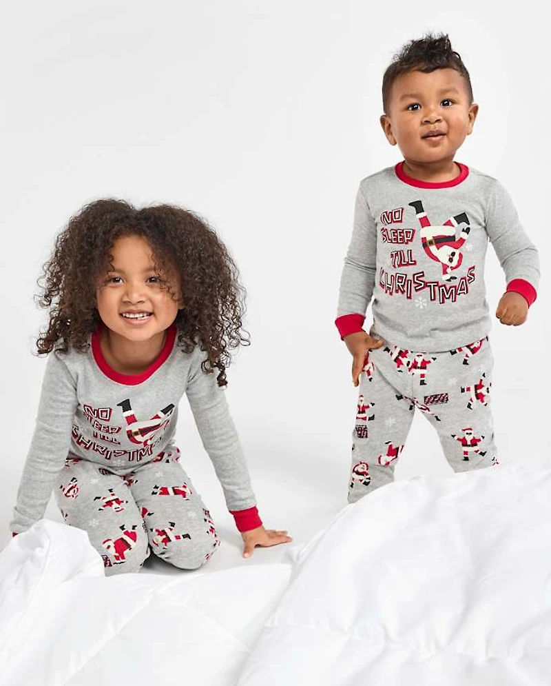 Pyjama en coton ajusté pour enfants avec le Père Noël lumineux qui danse