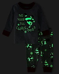 Pyjama en coton ajusté pour bébé et tout-petit avec le Père Noël lumineux qui danse