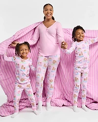Pyjama en coton ajusté « Boule à neige pain d'épice » pour filles, assorti la sienne