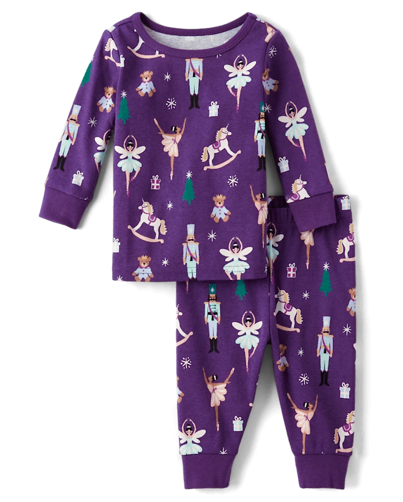 Baby And Toddler Girls Glow Nutcracker Ballerina Snug Fit Cotton Pajamas