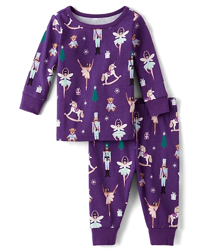 Baby And Toddler Girls Glow Nutcracker Ballerina Snug Fit Cotton Pajamas