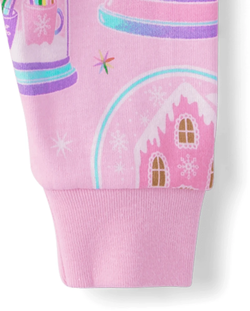Baby And Toddler Girls Mommy Me Gingerbread Snow Globe Snug Fit Cotton Pajamas