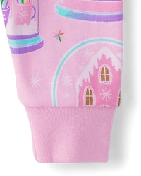 Baby And Toddler Girls Mommy Me Gingerbread Snow Globe Snug Fit Cotton Pajamas