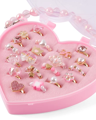 Girls Floral Ring 20-Pack