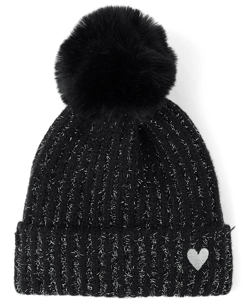 Girls Shimmer Icon Pom Beanie