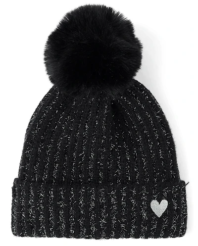 Girls Shimmer Icon Pom Beanie