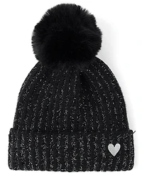 Girls Shimmer Icon Pom Beanie