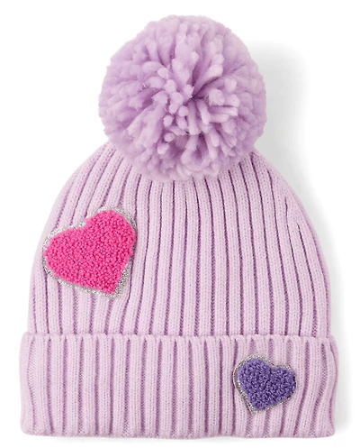 Toddler Girls Chenille Patch Pom Beanie