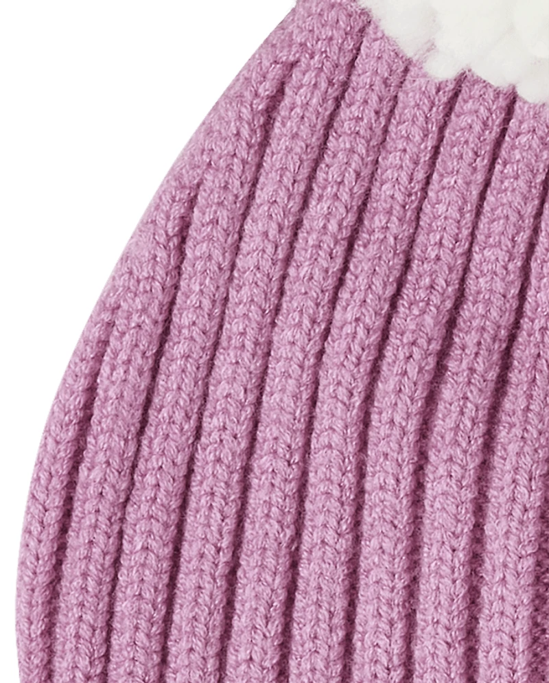 Toddler Girls Chenille Patch Pom Beanie