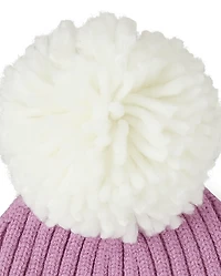 Bonnet à pompon en chenille pour petite fille
