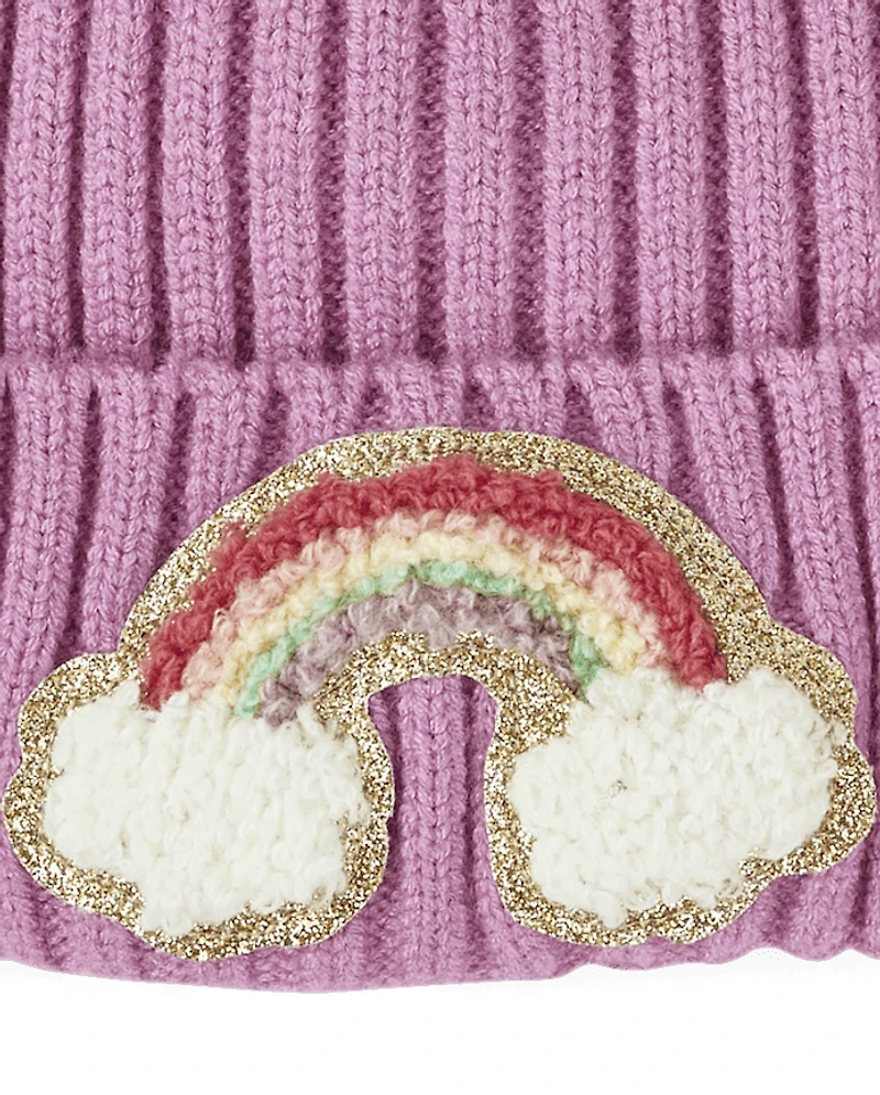 Toddler Girls Chenille Patch Pom Beanie