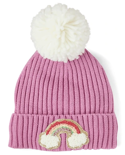 Toddler Girls Chenille Patch Pom Beanie