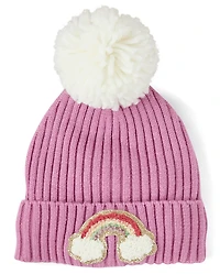Toddler Girls Chenille Patch Pom Beanie