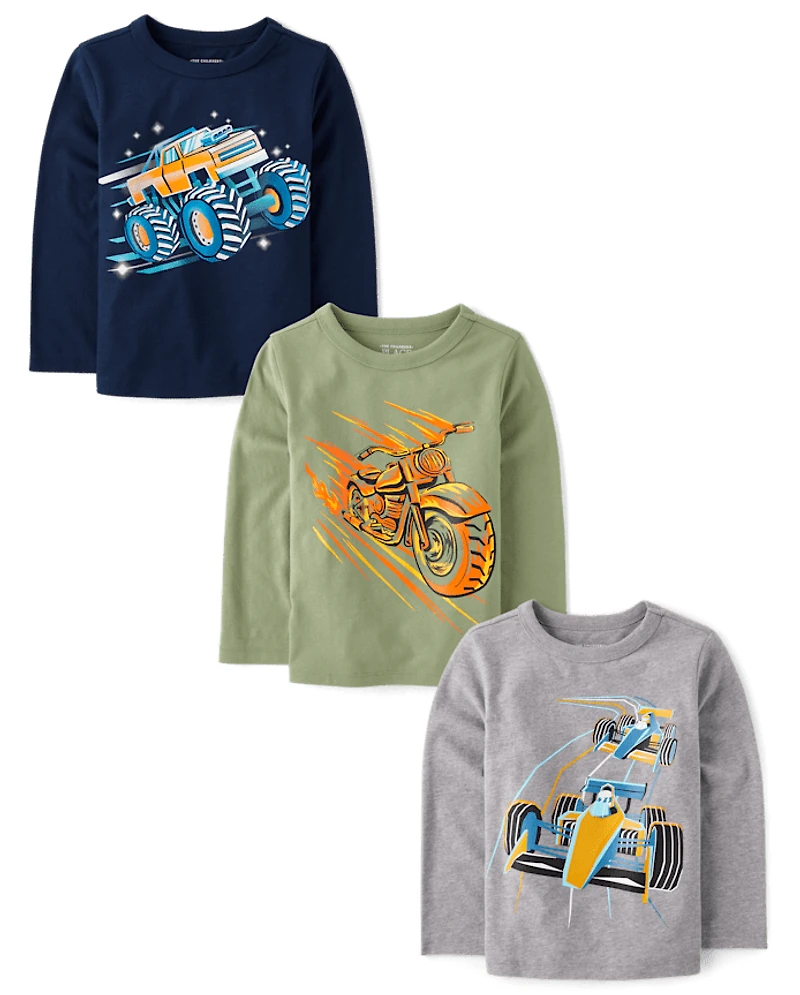 Baby And Toddler Boys Vehicles Graphic Tee 3-Pack