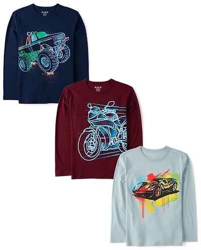 Boys Vehicles Graphic Tee 3-Pack