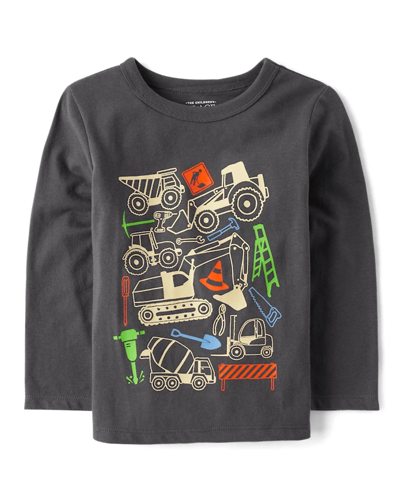 Baby And Toddler Boys Construction Vehicles Graphic Tee