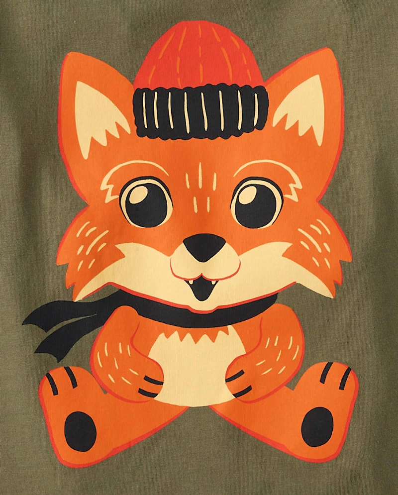 Baby And Toddler Boys Winter Fox Graphic Tee