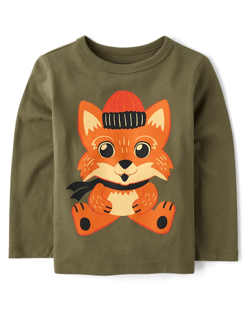 Baby And Toddler Boys Winter Fox Graphic Tee