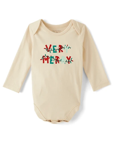 Baby Very Merry Christmas Lights Graphic Bodysuit