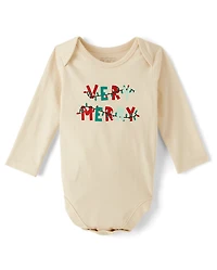 Baby Very Merry Christmas Lights Graphic Bodysuit