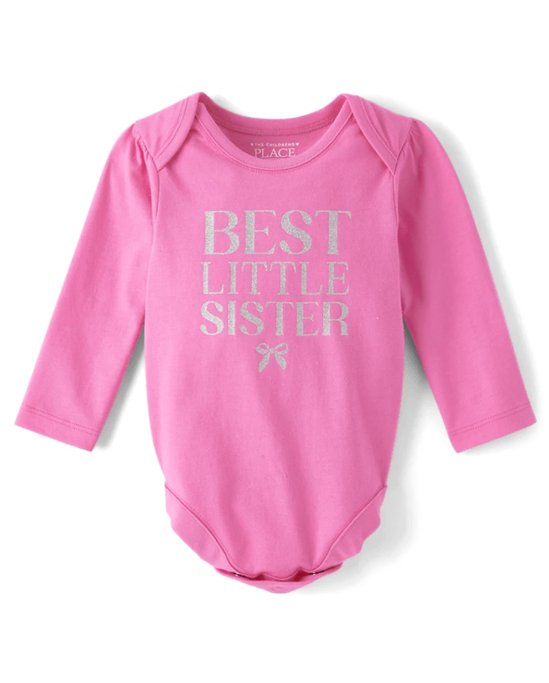 Baby Best Little Sister Graphic Bodysuit