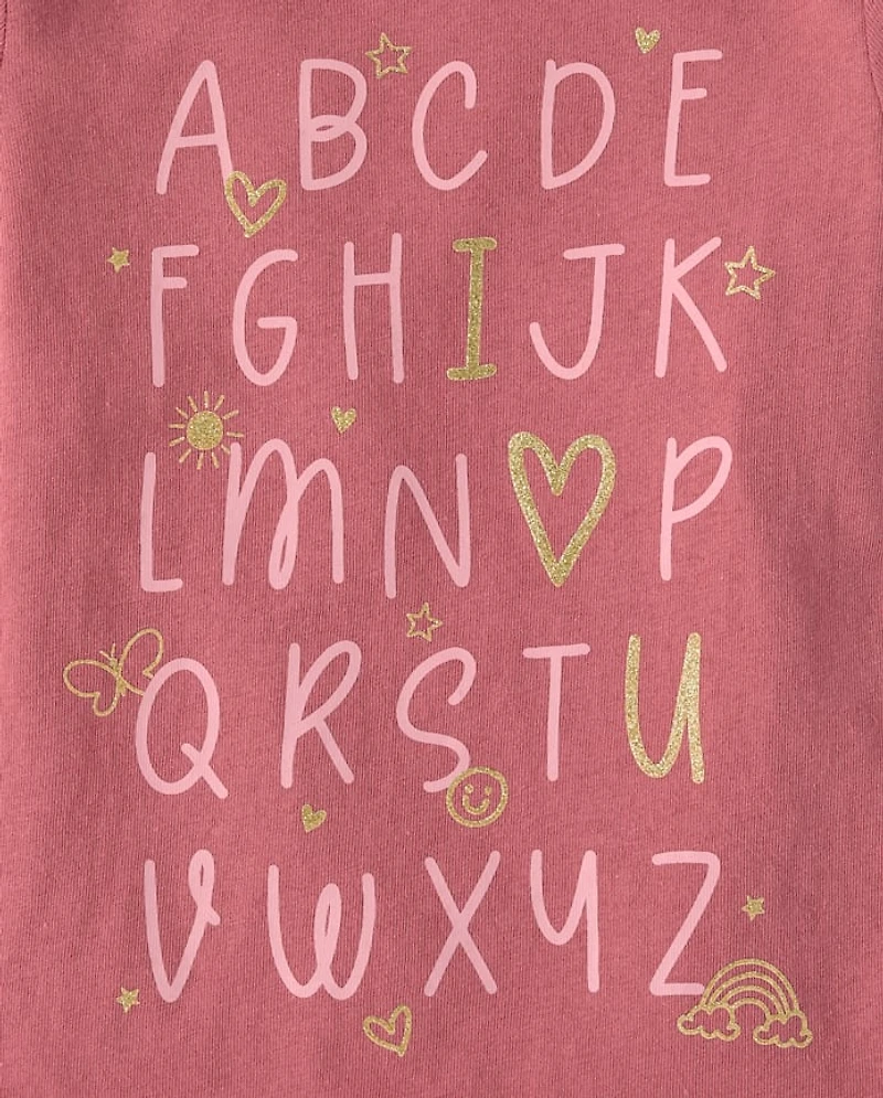 Baby And Toddler Girls Alphabet Doodles Graphic Tee