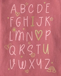 Baby And Toddler Girls Alphabet Doodles Graphic Tee