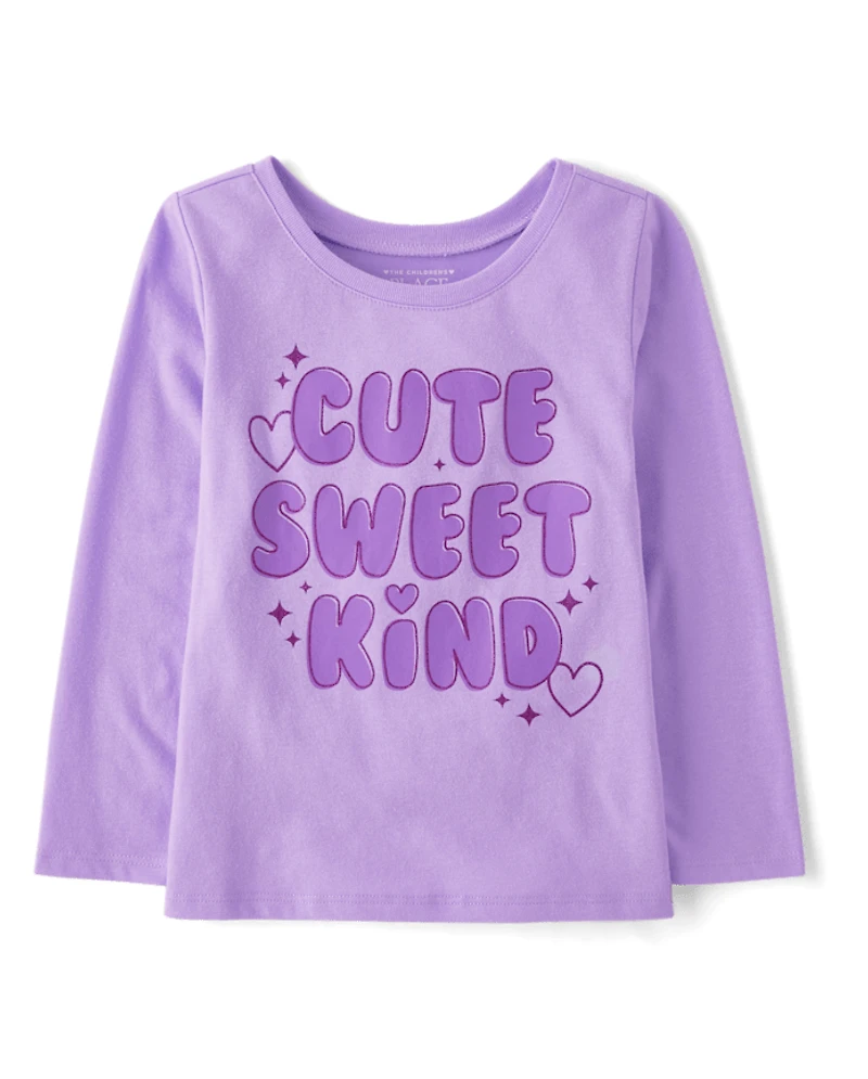 Baby And Toddler Girls Cute Sweet Kind Graphic Tee