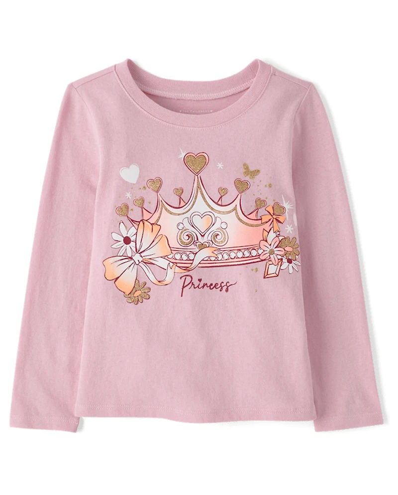 Baby And Toddler Girls Princess Crown Graphic Tee