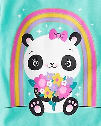 Baby And Toddler Girls Panda Rainbow Graphic Tee
