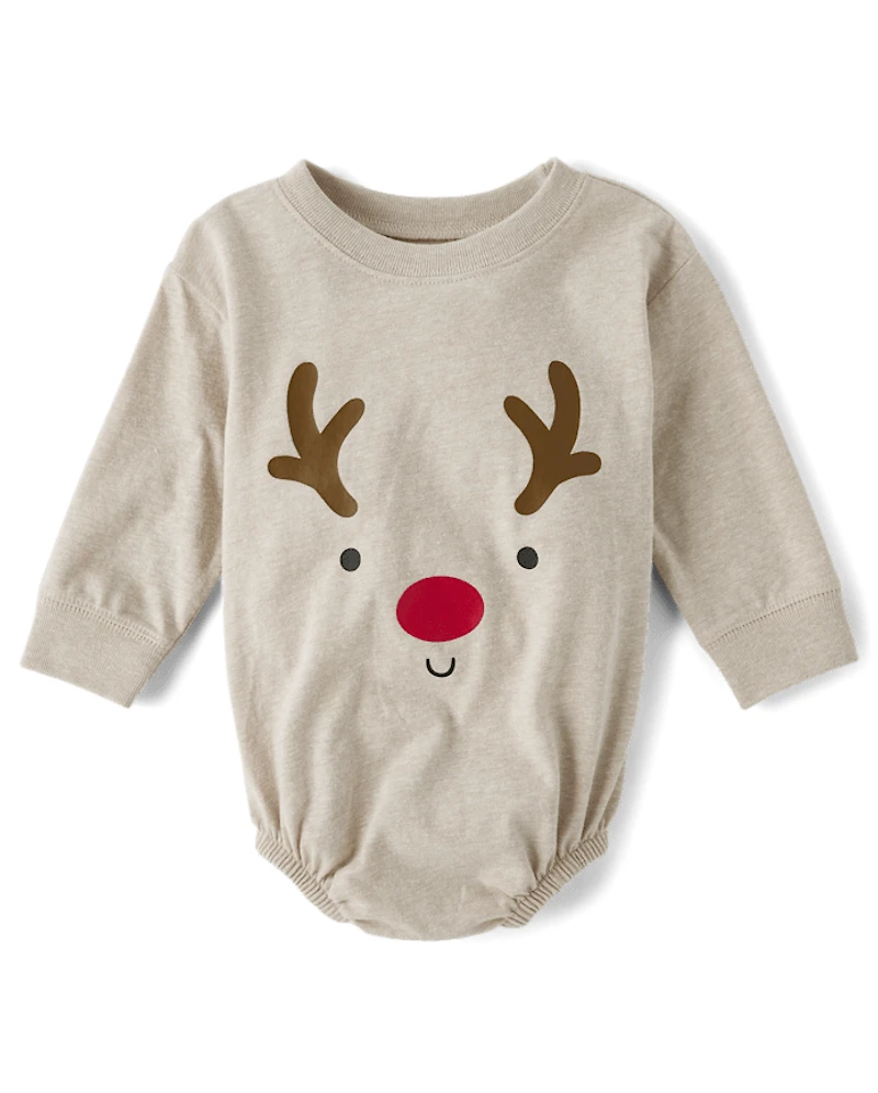Baby Christmas Reindeer Graphic Bodysuit