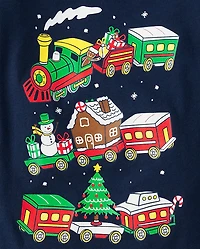 Baby And Toddler Boys Christmas Village Train Graphic Tee