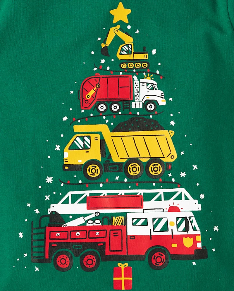 Baby And Toddler Boys Christmas Tree Vehicles Graphic Tee