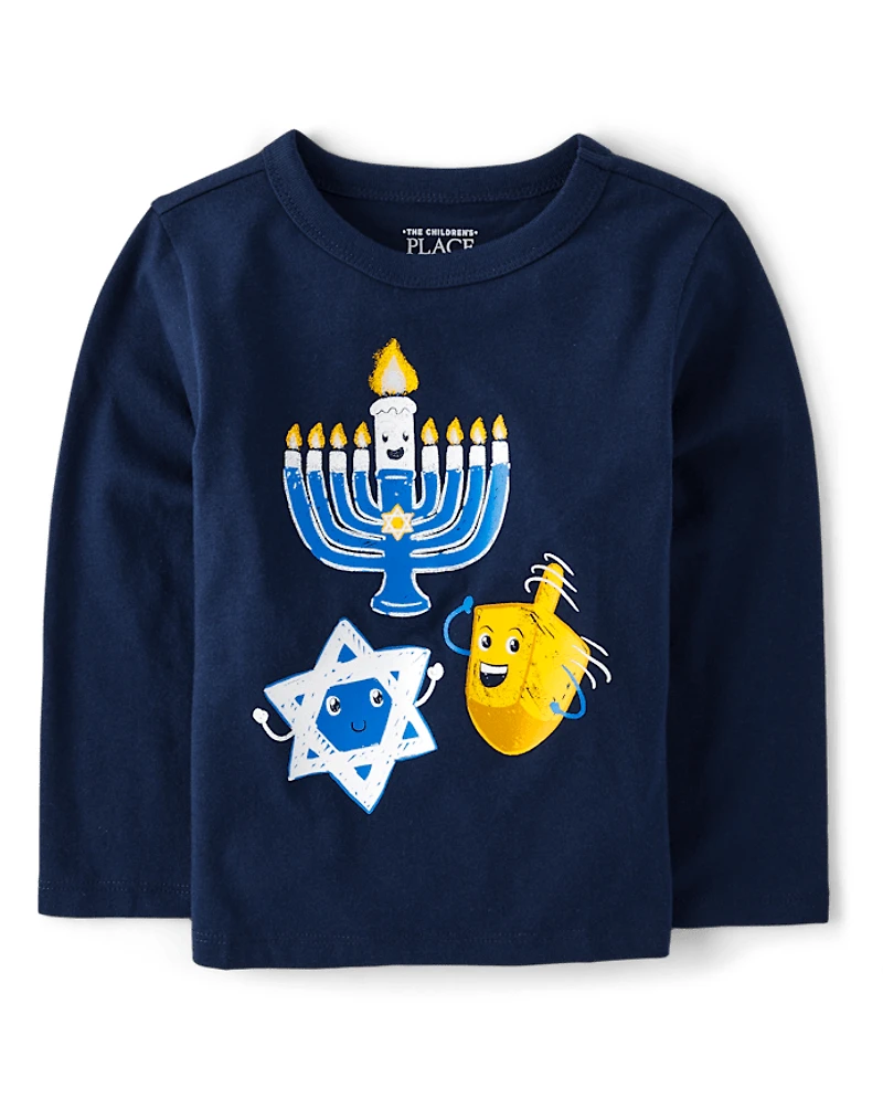 Baby And Toddler Boys Hanukkah Icons Graphic Tee