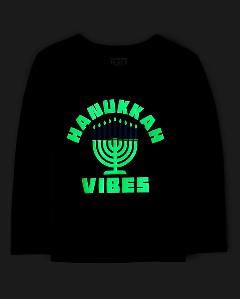 Baby And Toddler Boys Glow Hanukkah Vibes Graphic Tee